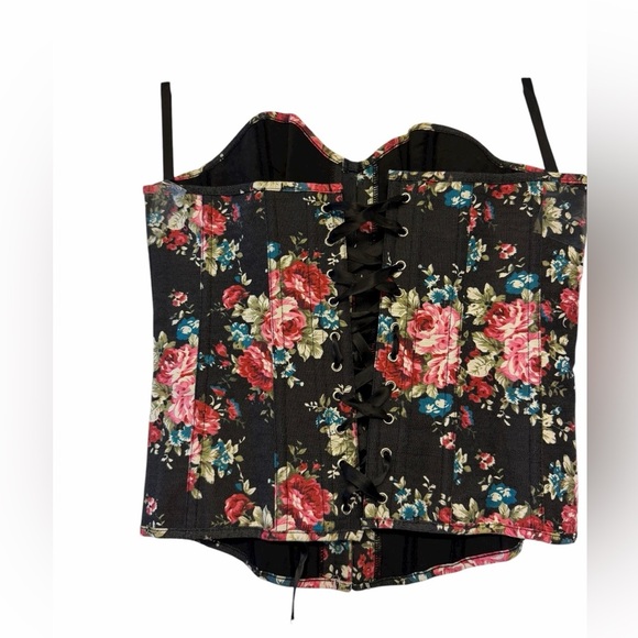 Floral Lace Back Corset Bustier Top - Picture 9 of 12